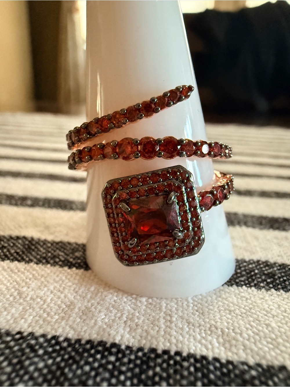 Bomb Party “Swirl of Sparkle”
Gamet CZ Rose Gold & Hematite Plating size 11